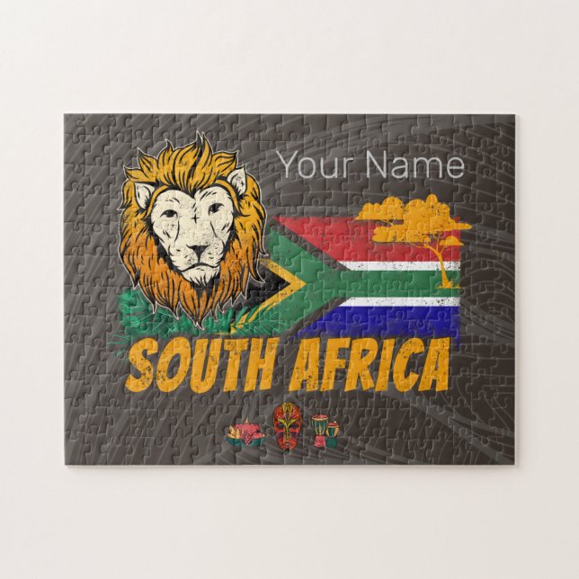 Südafrika Vintager Löwenfahne Safari Souvenir Puzzle (Horizontal)