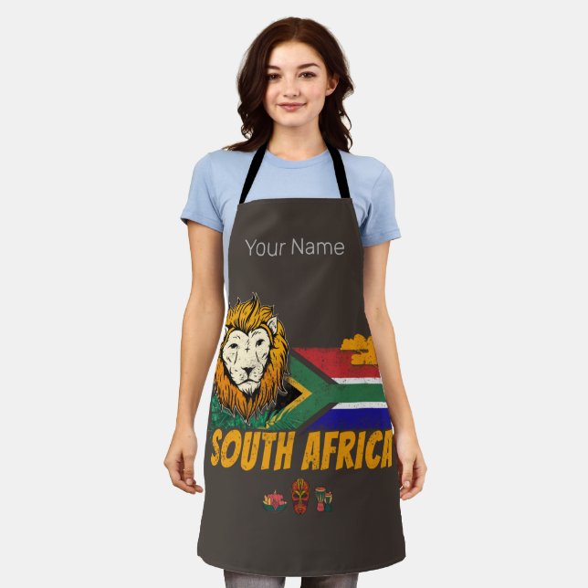 Südafrika Vintager Löwenfahne Safari Souvenir Schürze (Getragen)
