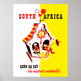 Südafrika, wunderbarer Wetterzeiger, Vintag Poster