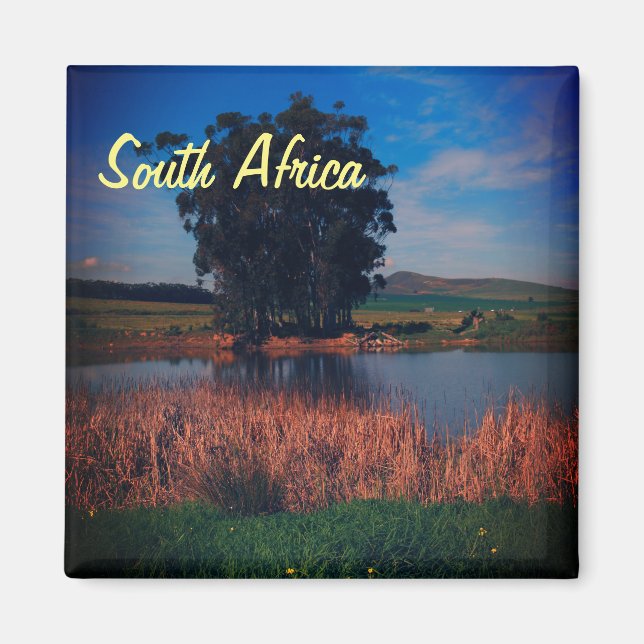 Südafrika ZA Pond Trees Landschaftsbild Magnet (Vorne)