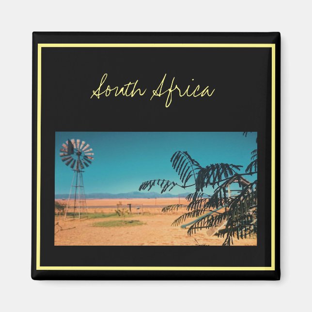Südafrika ZA Windpumpe Landschaftsbild Magnet (Vorne)