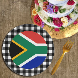 Südafrikanische Flagge, Büffel kariert & Afrikanis Pappteller