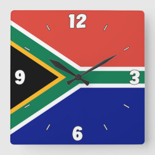 Südafrikanische Flagge Dazzzling Patriotic Quadratische Wanduhr