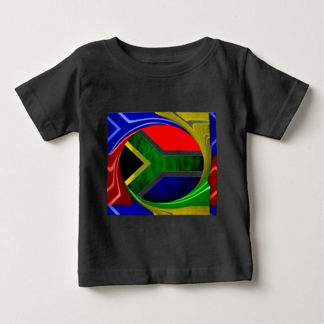 Südafrikanische Flagge: Dynamisches Swirl-Motiv Baby T-shirt (Vorderseite)