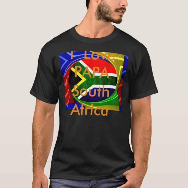 Südafrikanische Flagge: Dynamisches Swirl-Motiv T-Shirt (Vorderseite)