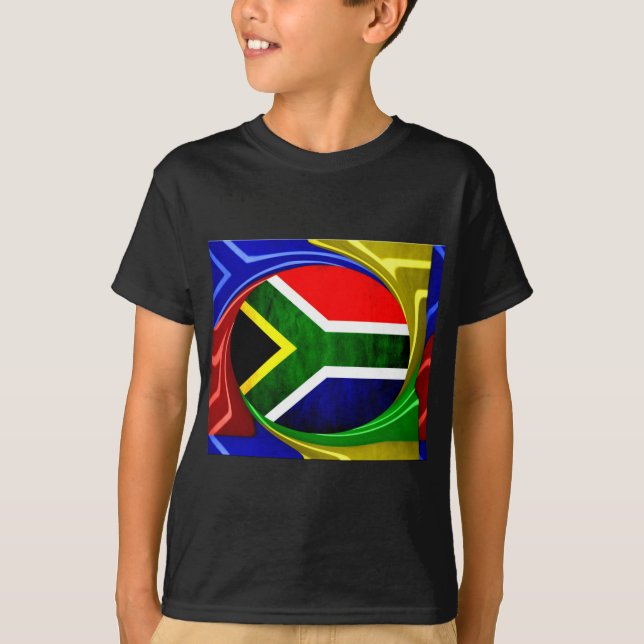 Südafrikanische Flagge: Dynamisches Swirl-Motiv T-Shirt (Vorderseite)