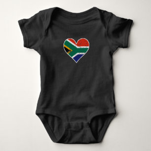 Südafrikanische Flagge Herz im Distressed-Look Baby Strampler