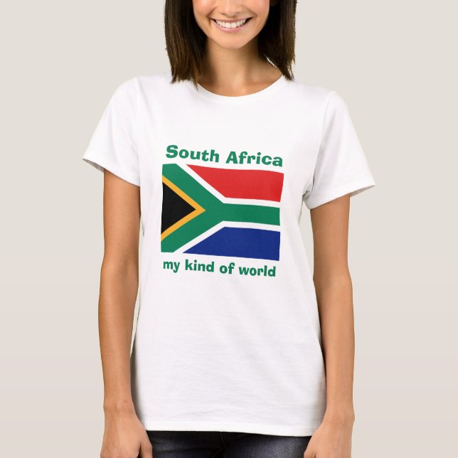 Südafrikanische Flagge + Karte + Text-T - Shirt (Vorderseite)