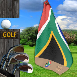 Südafrikanische Flagge und Südafrika mit Monogramm Golfhandtuch