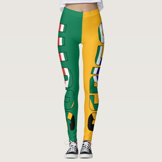 Südafrikanische Flaggenfarben Patriotisch Leggings (Vorderseite)
