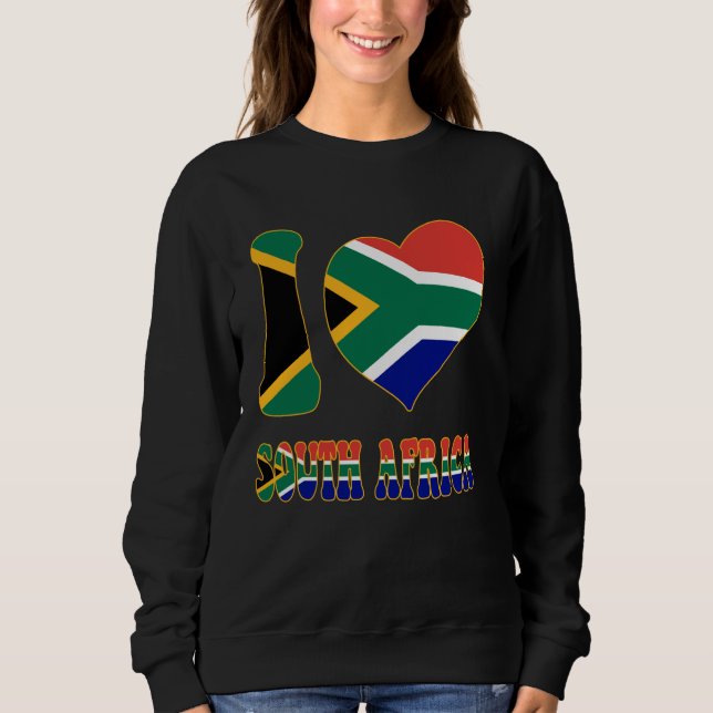 Südafrikanische I-Liebe Südafrika Flaggenmitte Sweatshirt (Vorderseite)