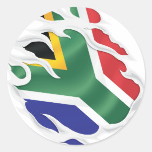 Südafrikanische Ripped Flag Classic Round Sticker