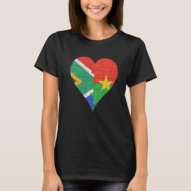 Südafrikanisches Burkinabe-Flaggenherz T-Shirt (Vorderseite)