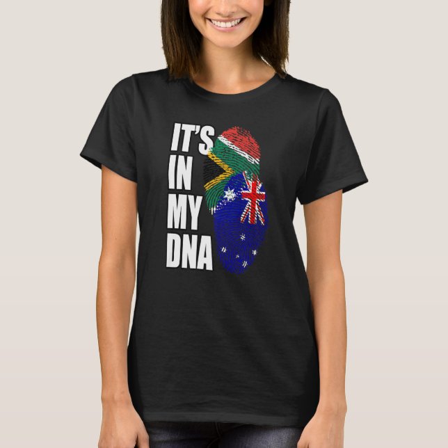 Südafrikanisches und australisches Mix-DNA-Flaggen T-Shirt (Vorderseite)
