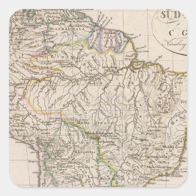 Südamerika 9 quadratischer aufkleber (Vorderseite)
