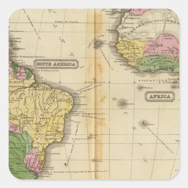 Südamerika, Afrika Quadratischer Aufkleber (Vorderseite)