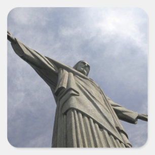 Südamerika, Brasilien, Rio de Janeiro. Christus 3 Quadratischer Aufkleber