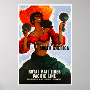 Südamerika-Kunst Royal Mail Lines Reiseplakat Poster