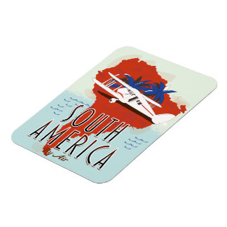 Südamerika mit Flugplakat Magnet