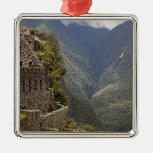 Südamerika, Peru, Machu Picchu. Steinruinen Silbernes Ornament