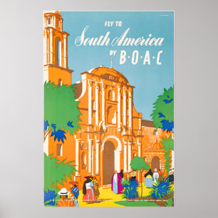 Südamerika Poster BOAC Reise Kunst Südamerika