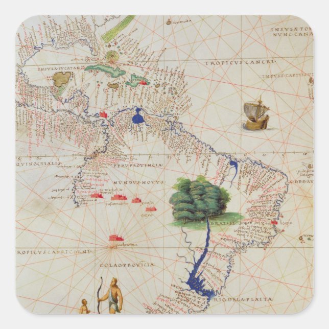 Südamerika Quadratischer Aufkleber (Vorderseite)