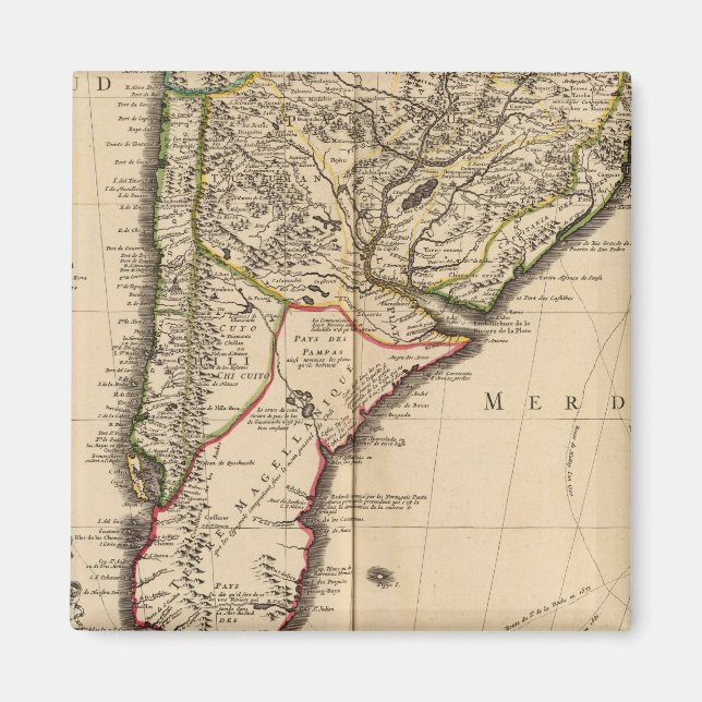 Südamerikanische Gravierkarte Magnet (Vorne)