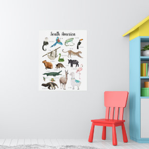 Südamerikanische Tiere BILDUNG Poster