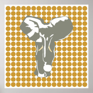 Sudan Brown Safari Dot mit Pop Art Elephant Poster