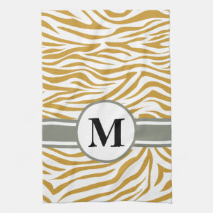 Sudan Brown Safari Zebra mit Monogramm Handtuch