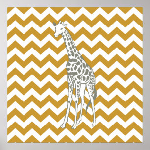 Sudan Brown Safari Zickzack mit Pop Art Giraffe Poster