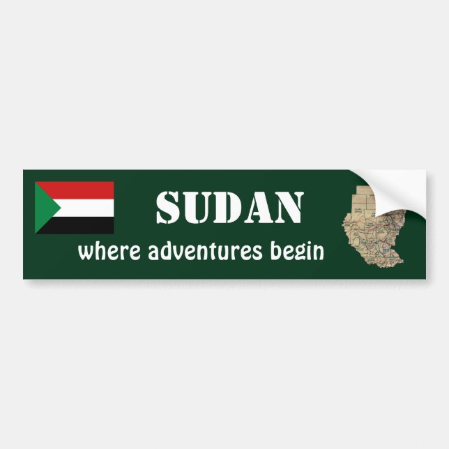 Sudan-Flagge + Karte Autoaufkleber (Vorne)