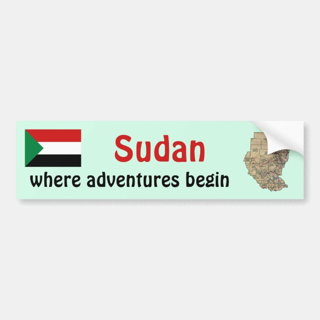 Sudan-Flagge + Karte Autoaufkleber (Vorne)