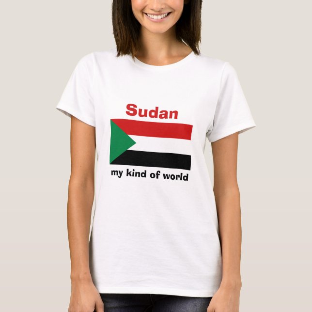 Sudan-Flagge + Karte + Text-T - Shirt (Vorderseite)