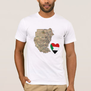 Sudan-Flaggen-Herz und Karten-T - Shirt