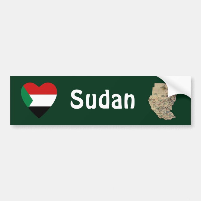 Sudan Flaggenherz + Karte Autoaufkleber (Vorne)