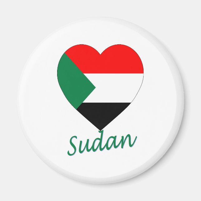 Sudan Flaggenherz Magnet (Vorne)