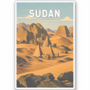 Sudan Illustration Reise Kunst Vintage Aufkleber
