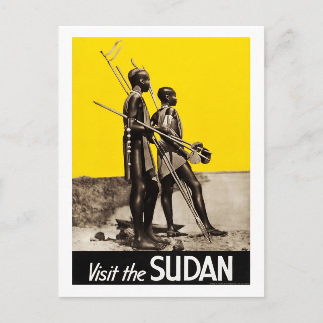 Sudan, Krieger, Speere, Vintag, Reisen Postkarte (Vorderseite)