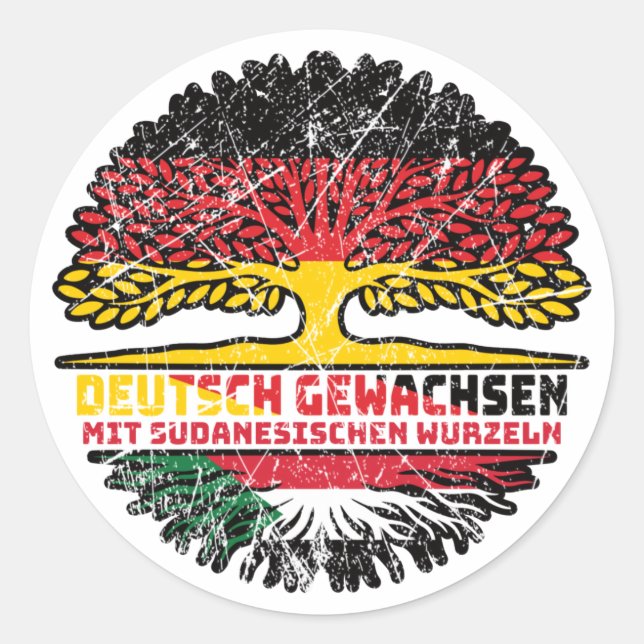 Sudan Sudanesisch Deutsch Deutschland Baum Wurzel Runder Aufkleber (Vorderseite)