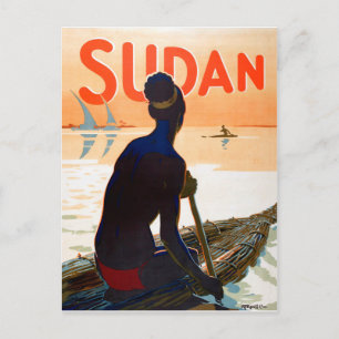 Sudan, traditioneller Fischfang, Vintage-Reise Postkarte