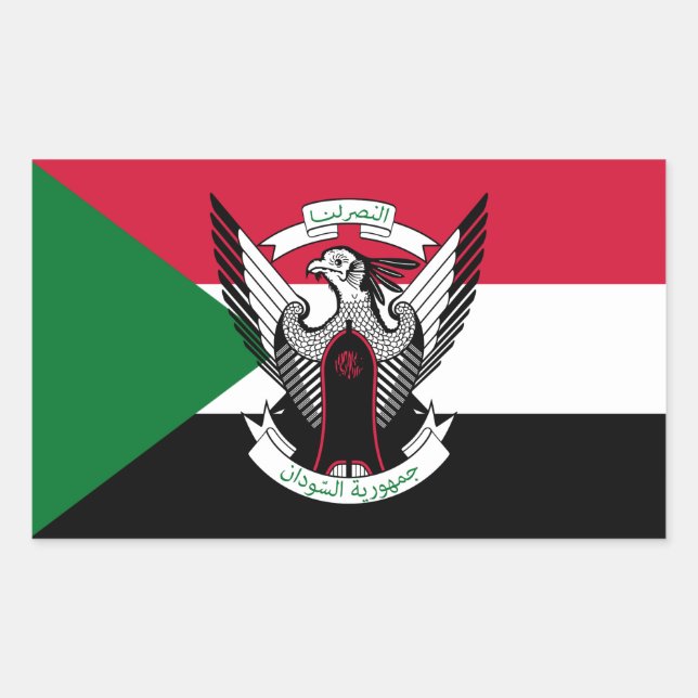 sudanesische Flagge & Emblem, Flagge des Sudan Rechteckiger Aufkleber (Vorderseite)