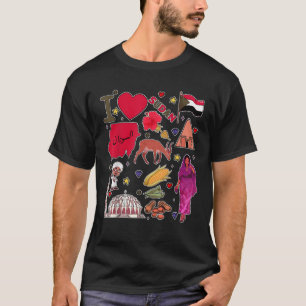 Sudanesische handgezeichnete Landmarken Sudan Kart T-Shirt