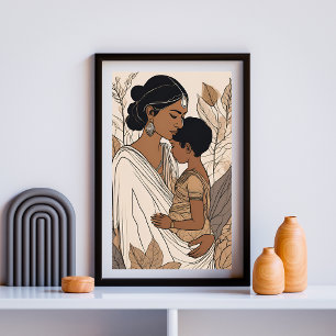 Südasiatische Mutter und Kind Umarmen Kunst Poster