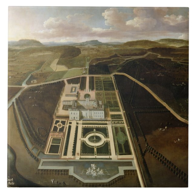 Südaussicht des Hampton Court, Herefordshire, C. Fliese (Vorderseite)