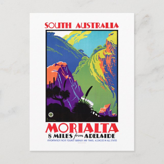 Südaustralien Morialta Vintage Travel Poster Postkarte (Vorderseite)