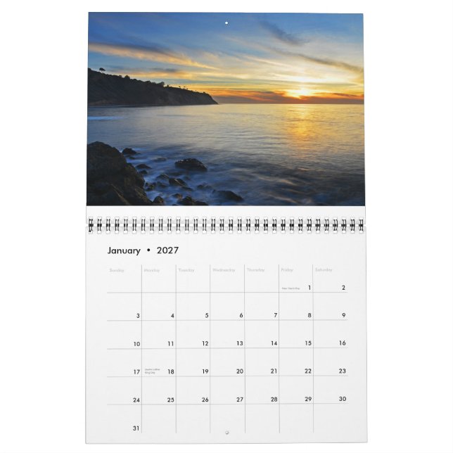 Südbucht-Sonnenuntergänge Kalender (Jan 2027)