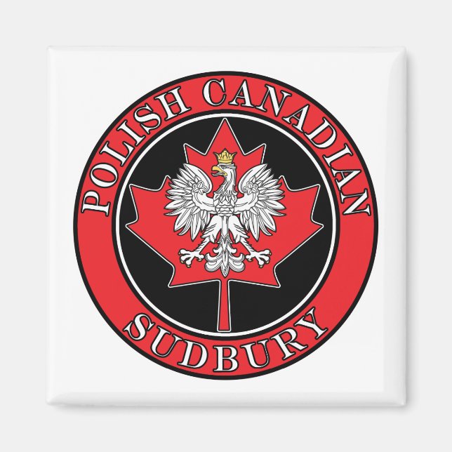 Sudbury Round Polish Canadian Leaf Magnet (Vorne)