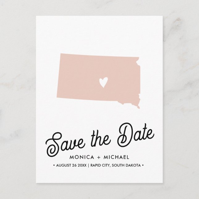 SÜDDAKOTA Staat Hochzeit in Urlaubsort JEDE FARBE Ankündigungspostkarte (Vorderseite)