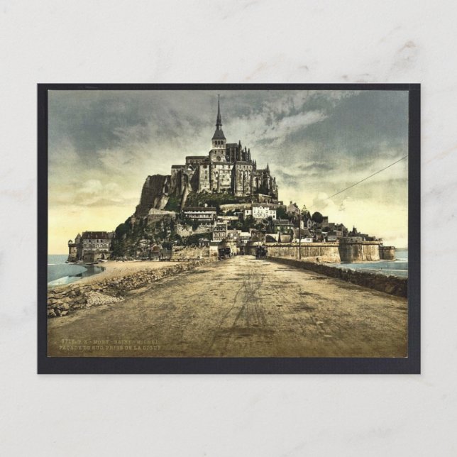 Südfront vom Deich, Mont St. Michel, Frankreich Postkarte (Vorderseite)
